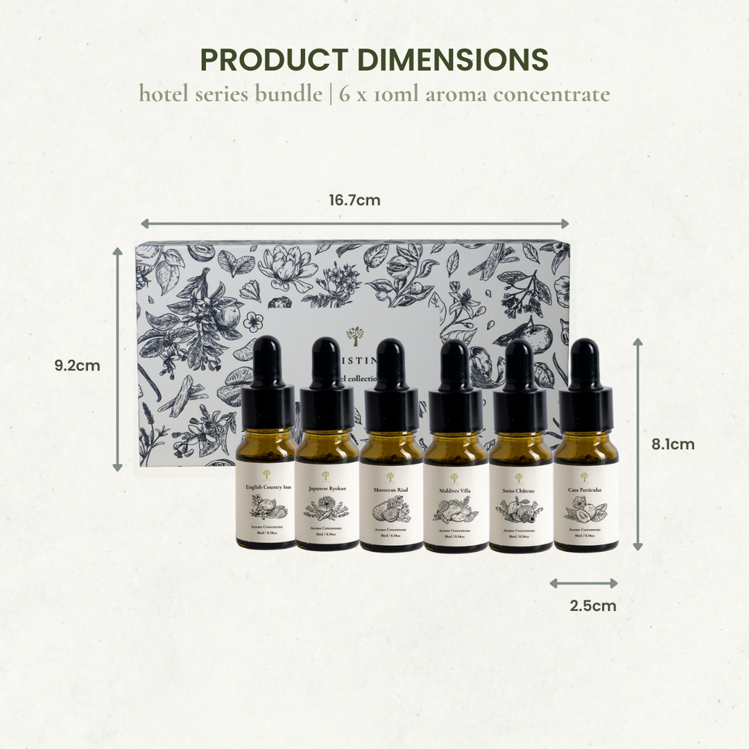 6-Pack Hotel Aroma Concentrate Set (Free Mist Diffuser)