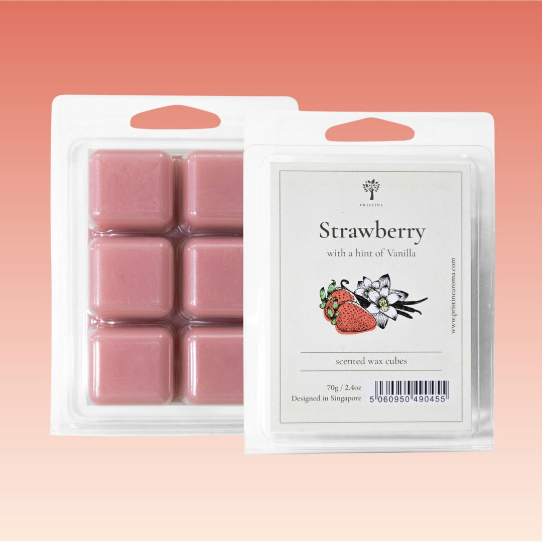 Strawberries & Cream - Sweet Strawberry with Cream Scented Melt- Maximum  Scent Wax Cubes/Melts- 1 Pack -2 Ounces- 6 Cubes 